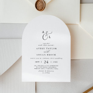 Convite Casamento Simples Monograma de Arca de Boho Elegan