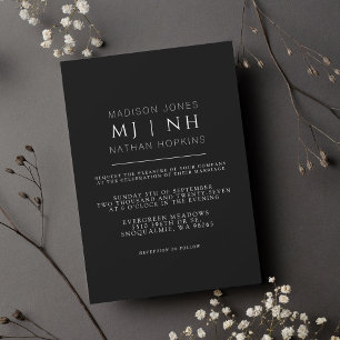 Convite Casamento Simples Monograma Elegante Minimalista