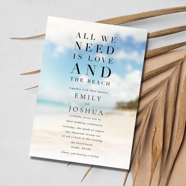 Convite Casamento Simples na Praia (Simple Beach Wedding Invitation)