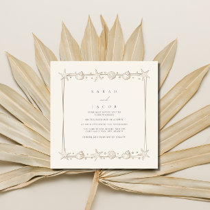 Convite Casamento Simples na Praia com Borda de Conchas