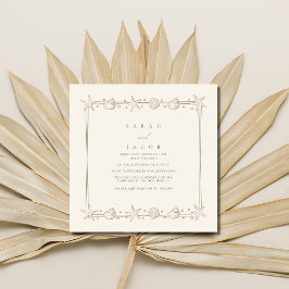 Convite Casamento Simples na Praia com Borda de Conchas