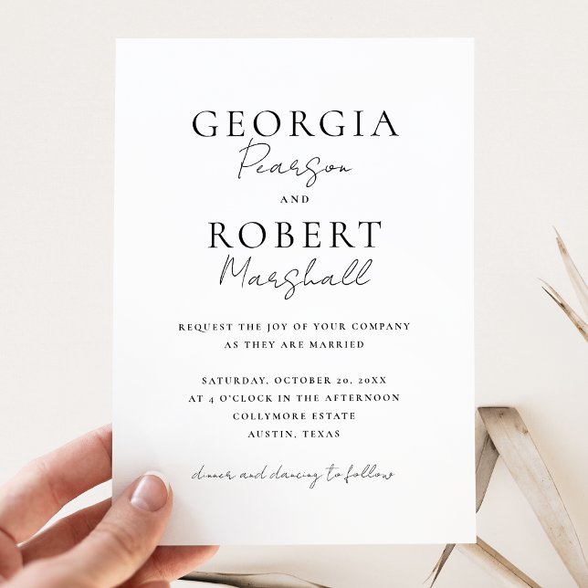 Convite Casamento Simples Negro e Branco (Criador carregado)