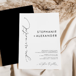 Convite Casamento Simples, Negro e Branco Moderno e Minima