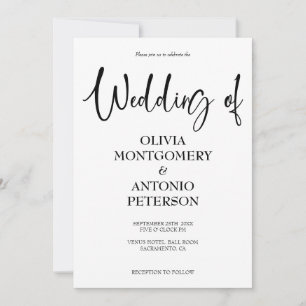 Convite Casamento Simples Negro e Branco Moderno e Minimal