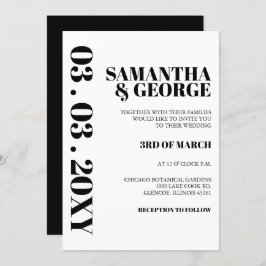 Convite Casamento Simples, Negro e Branco Moderno I