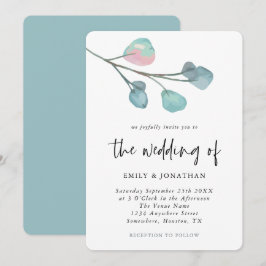 Convite Casamento Simples Pastel Eucalyptus