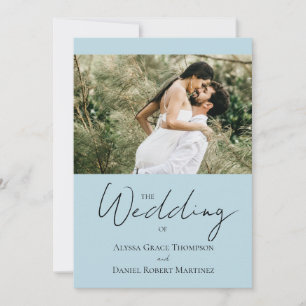 Convite Casamento Simples Personalizado Preto Branco Azul