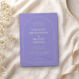 Convite Casamento Simples Prata Lavanda Mínimo