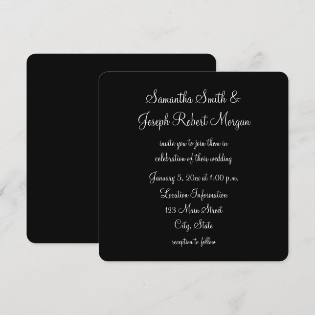 Convite Casamento Simples Preto e Branco (Frente/Verso)