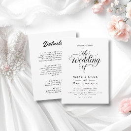 Convite Casamento Simples Preto e Branco de Script Elegant