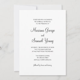 Convite Casamento Simples Preto e Branco de Script Elegant