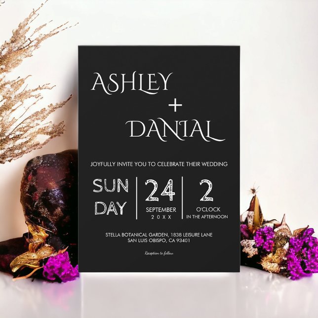 Convite Casamento Simples Preto E Branco Delicado Elegante (Criador carregado)