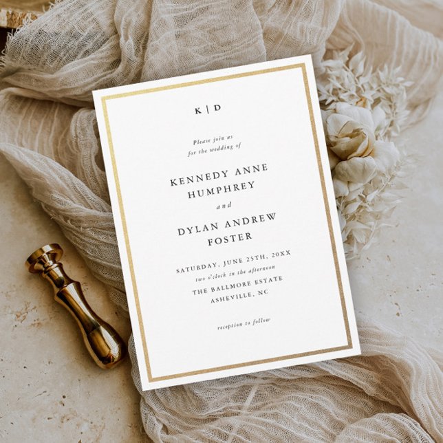 Convite Casamento Simples Preto e Branco Elegante (Criador carregado)