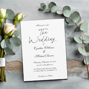 Convite Casamento Simples Preto e Branco em Script Elegant