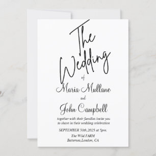 Convite Casamento Simples Preto e Branco Minimalista Elega