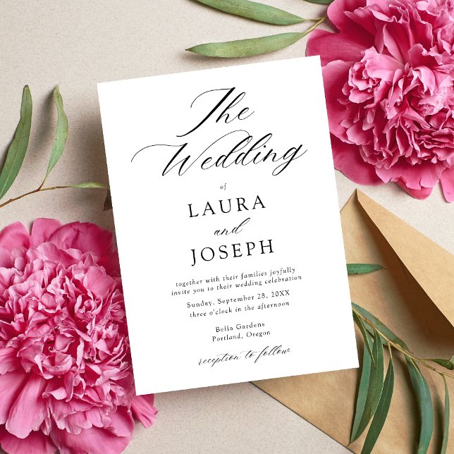 Convite Casamento Simples Preto e Branco Moderno Personali (Criador carregado)