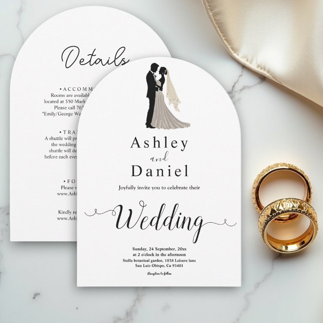 Convite Casamento Simples, Preto e Branco-Romântico (Criador carregado)