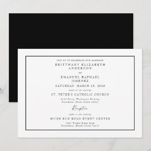 Convite Casamento Simples Preto e Branco Sem Pais Listados