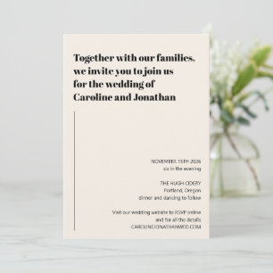 Convite Casamento Simples Preto Marfim Moderno Minimalista