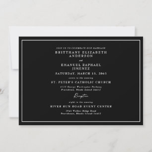 Convite Casamento Simples Preto Sem Pais Listados
