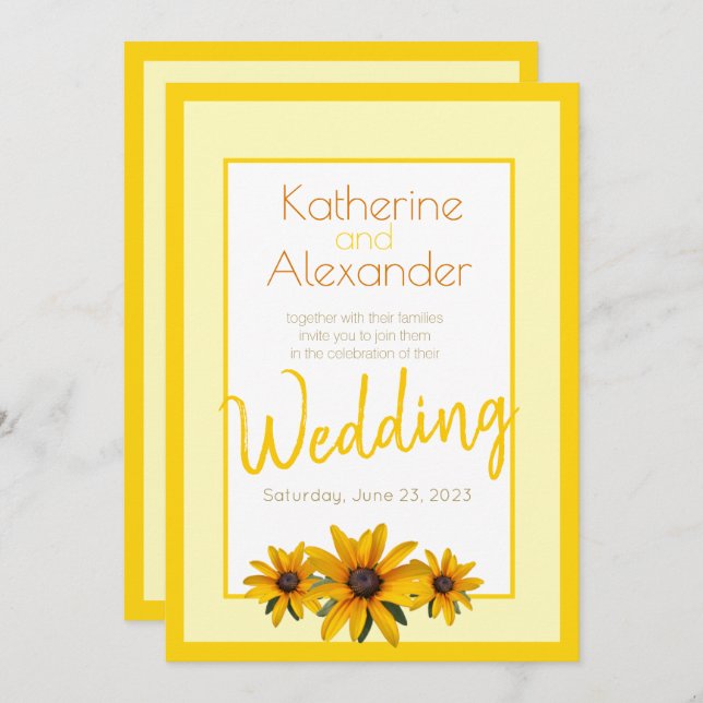 Convite Casamento Simples Primavera de Verão de Flor Amare (Frente/Verso)
