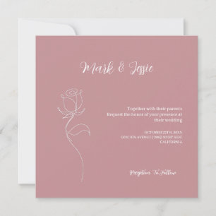 Convite Casamento Simples Rosa e Branco