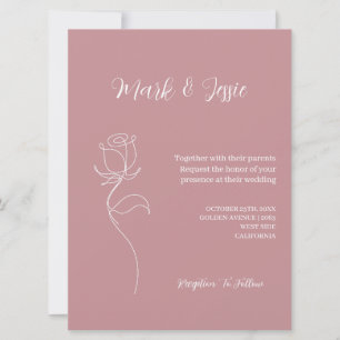 Convite Casamento Simples Rosa e Branco