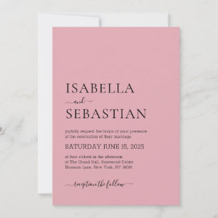 Convite Casamento Simples Rosa Pastel