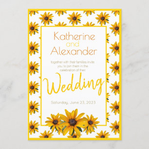 Convite Casamento Simples Susan Flor De Olho Negro Amarelo