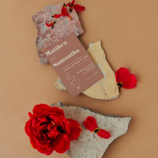 Convite Casamento Simples Terracota Queimou Laranja Caligr (Criador carregado)