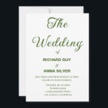 Convite Casamento Simples Verde e Branco do Sage Moderno<br><div class="desc">Convite Simples para Casamento Verde e Branco da Sage Moderna</div>