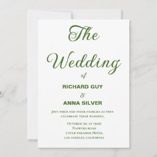 Convite Casamento Simples Verde e Branco do Sage Moderno