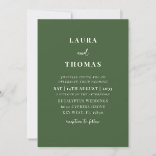 Convite Casamento Simples Verde Escuro