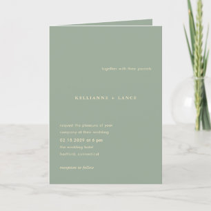 Convite Casamento Simples Verde Sage Moderno
