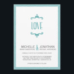 Convite Casamento Simples Whimsical<br><div class="desc">O convite para o casamento de taruga,  estilo simples e doce,  tem um gráfico "AMOR" e uma fronteira divertida com listras de alfinetes. Coleção de casamento correspondente:</div>
