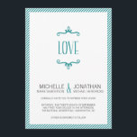 Convite Casamento Simples Whimsical<br><div class="desc">O convite para o casamento de taruga, estilo simples e doce, tem um gráfico "AMOR" e uma fronteira divertida com listras de alfinetes. Coleção de casamento correspondente:</div>