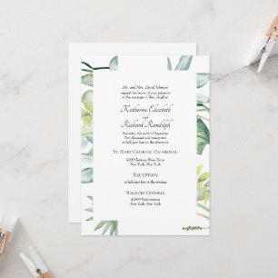 Convite Casamento Simplesmente Elegante com Verdura Tropic