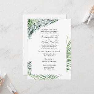 Convite Casamento Simplesmente Elegante de Palmeiras Tropi