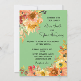 Convite Casamento Simplístico Floral Floral de Cobra de ou