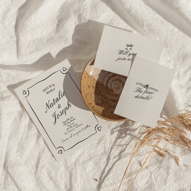 Convite Casamento Simulado De Cuta Quente Desenhada À Mão (Criador carregado)