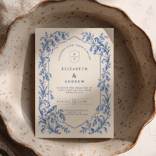 Convite Casamento Sinoflores Azul Chinoiserie Pássaros