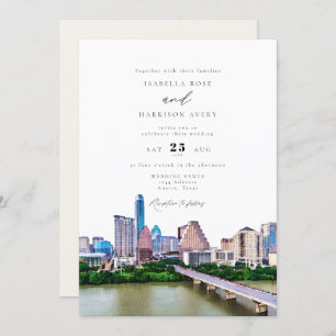 Convite Casamento Skyline Cidade de AUSTIN TEXAS