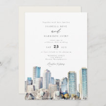 Casamento Skyline De BOSTON Massachusetts Watercol
