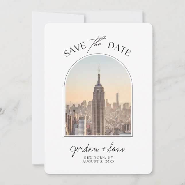 Convite Casamento Skyline em Nova York Salve a Data (Frente)