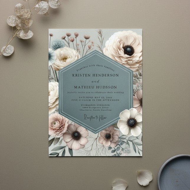 Convite Casamento Slate Bloom (Criador carregado)