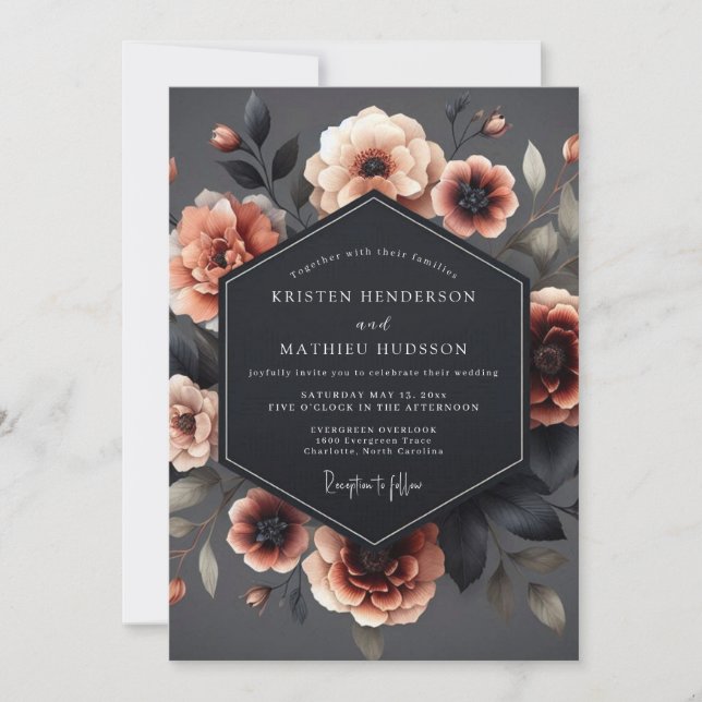 Convite Casamento Slate Blush Chiaroscuro (Frente)