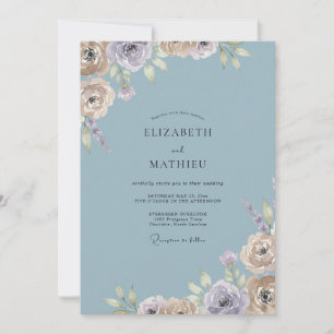 Convite Casamento Slate Lavanda Ranunculus Eucalipto Empoe