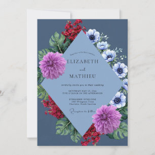 Convite Casamento Slate Magenta Dahlia