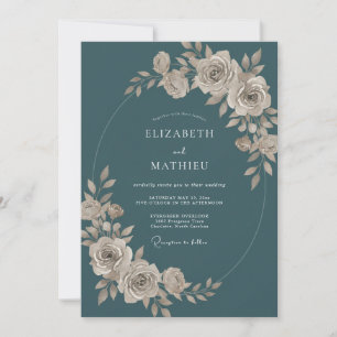 Convite Casamento Slate Marfim Rosa Poeira