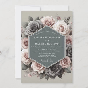Convite Casamento Slate & Mauve Somber Rose